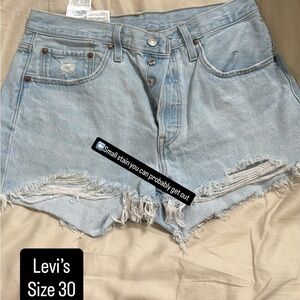 Levi's Light Wash Distressed Denim Cutoff Shorts